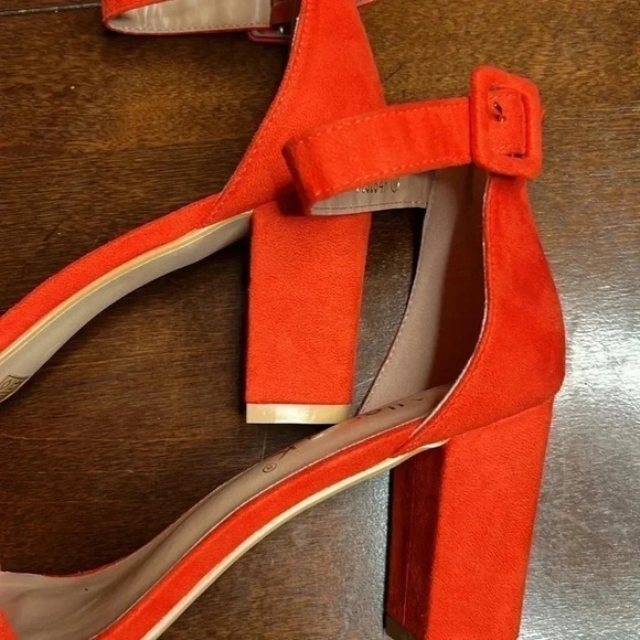Allegra K Ankle Strap Open Toe Chunky Heels Sandals Orange size 10 - Picture 4 of 6